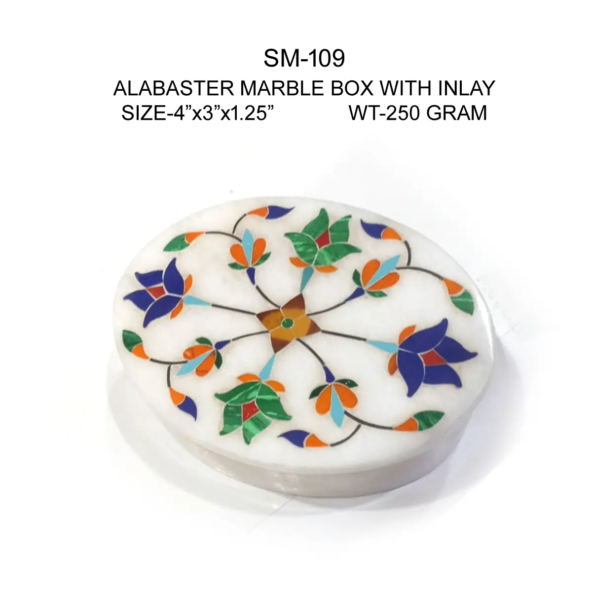 ALABASTER MARBLE BOX WITH INLAY